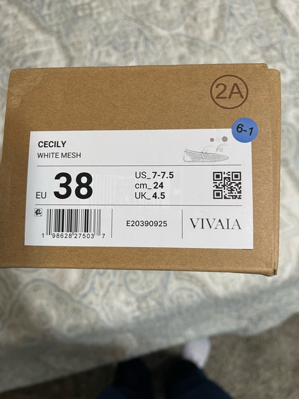 Vivaia Cecily Ballet Flat White, mesh, square toe NIB size 38 / US 7-7.5 MJ - Picture 8 of 8